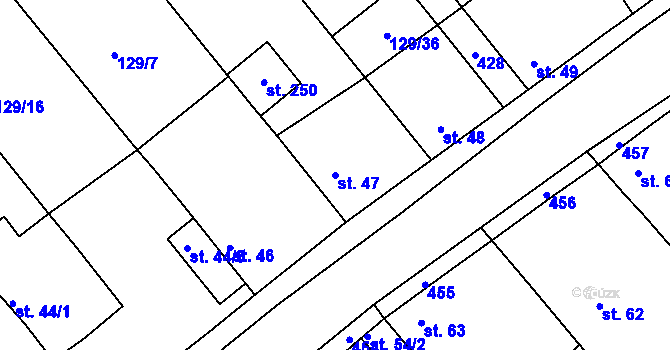 Parcela st. 47 v KÚ Tuchoraz, Katastrální mapa