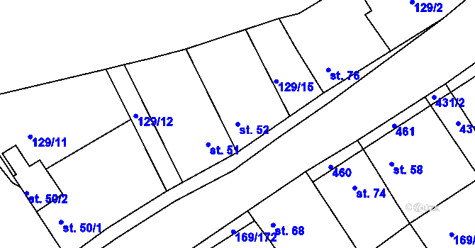 Parcela st. 52 v KÚ Tuchoraz, Katastrální mapa