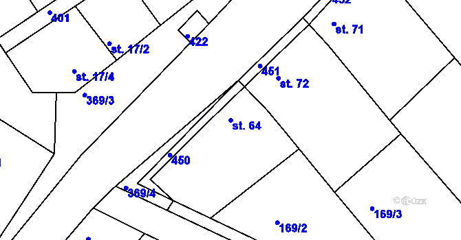 Parcela st. 64 v KÚ Tuchoraz, Katastrální mapa