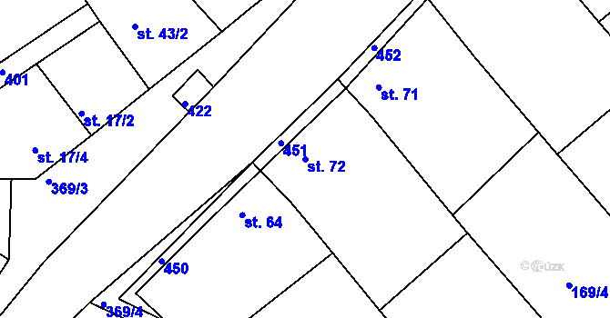 Parcela st. 72 v KÚ Tuchoraz, Katastrální mapa