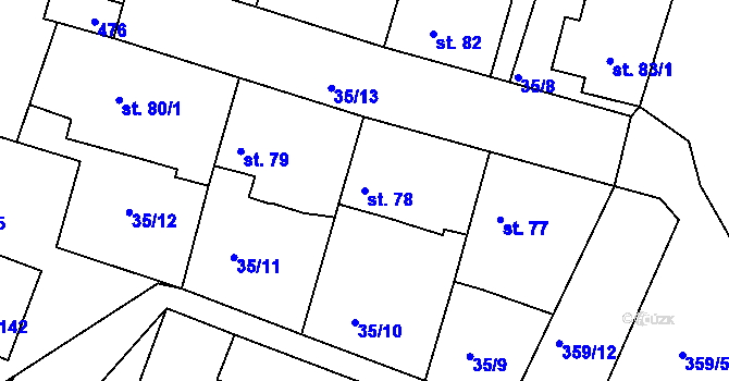 Parcela st. 78 v KÚ Tuchoraz, Katastrální mapa