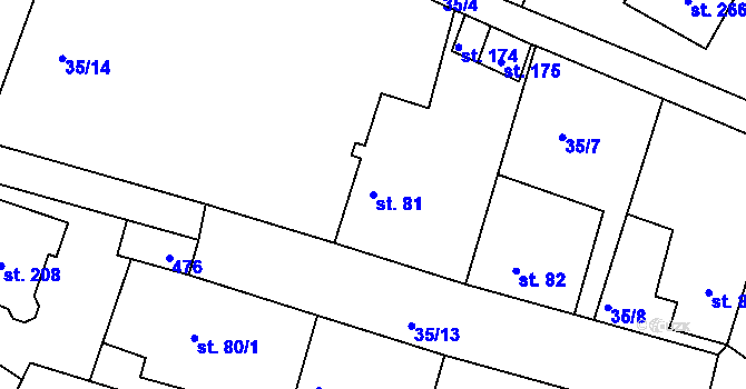 Parcela st. 81 v KÚ Tuchoraz, Katastrální mapa