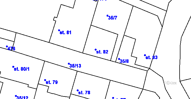 Parcela st. 82 v KÚ Tuchoraz, Katastrální mapa