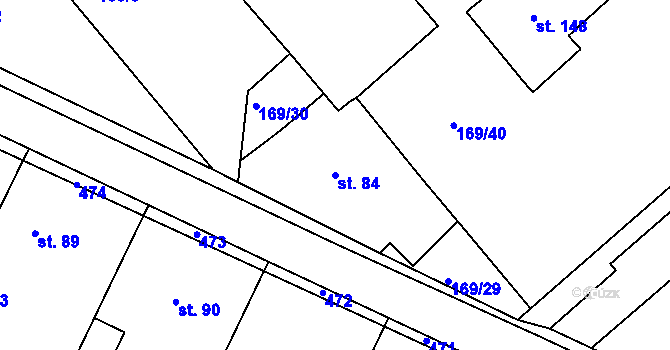 Parcela st. 84 v KÚ Tuchoraz, Katastrální mapa