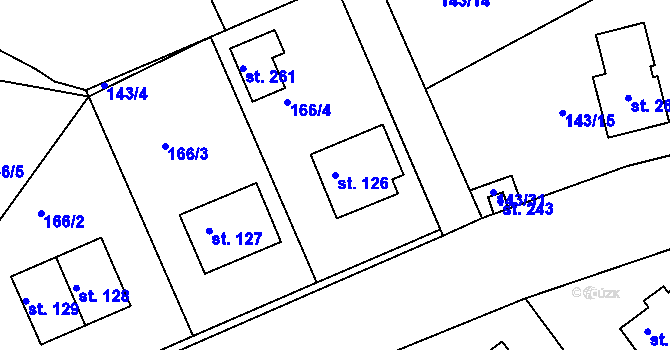 Parcela st. 126 v KÚ Tuchoraz, Katastrální mapa