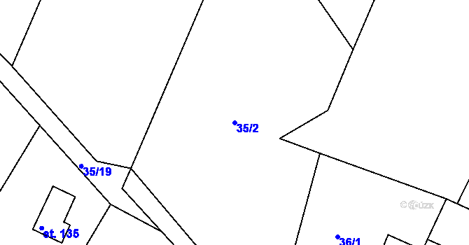 Parcela st. 35/2 v KÚ Tuchoraz, Katastrální mapa