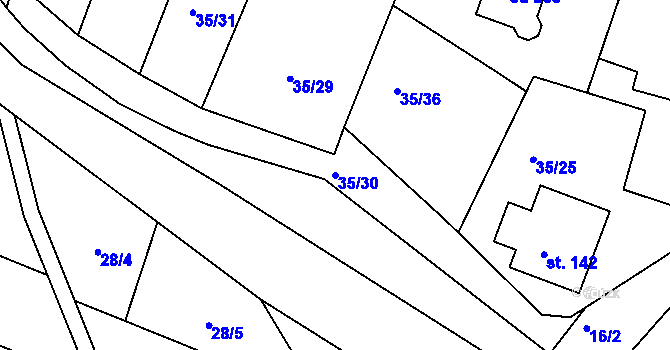 Parcela st. 35/30 v KÚ Tuchoraz, Katastrální mapa