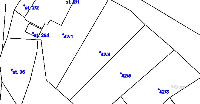 Parcela st. 42/4 v KÚ Tuchoraz, Katastrální mapa