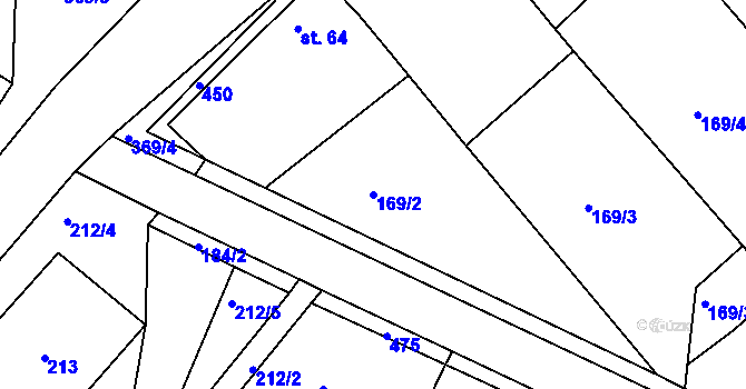 Parcela st. 169/2 v KÚ Tuchoraz, Katastrální mapa