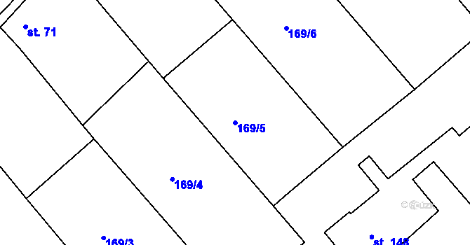 Parcela st. 169/5 v KÚ Tuchoraz, Katastrální mapa