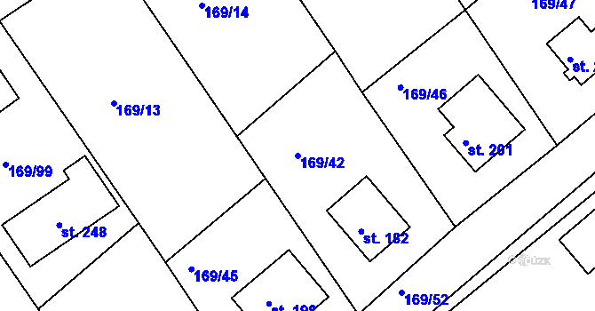 Parcela st. 169/42 v KÚ Tuchoraz, Katastrální mapa