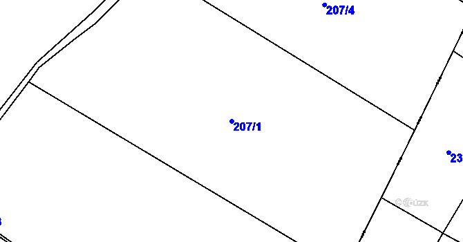 Parcela st. 207/1 v KÚ Tuchoraz, Katastrální mapa