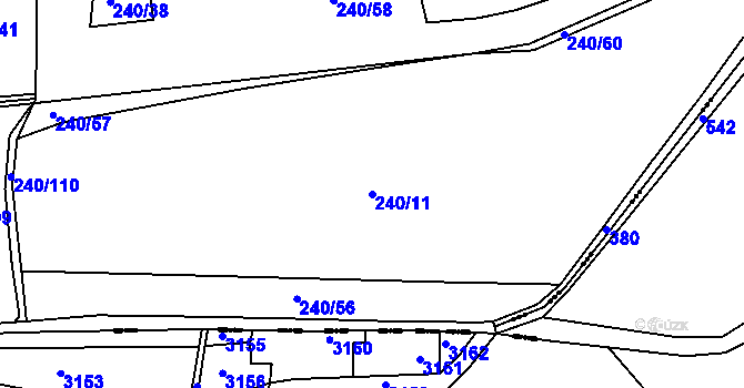 Parcela st. 240/11 v KÚ Tuchoraz, Katastrální mapa