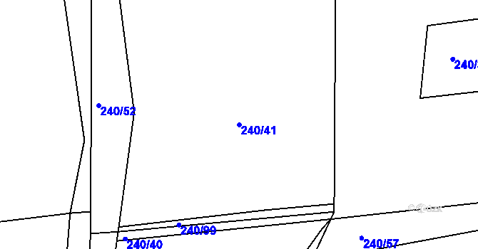 Parcela st. 240/41 v KÚ Tuchoraz, Katastrální mapa