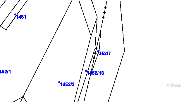 Parcela st. 352/7 v KÚ Tuchoraz, Katastrální mapa