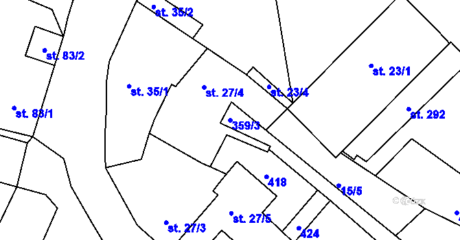 Parcela st. 359/3 v KÚ Tuchoraz, Katastrální mapa