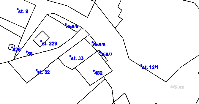 Parcela st. 359/7 v KÚ Tuchoraz, Katastrální mapa