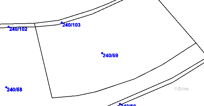 Parcela st. 240/59 v KÚ Tuchoraz, Katastrální mapa