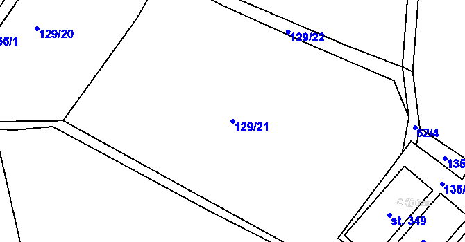 Parcela st. 129/21 v KÚ Tuchoraz, Katastrální mapa