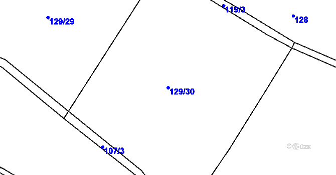Parcela st. 129/30 v KÚ Tuchoraz, Katastrální mapa