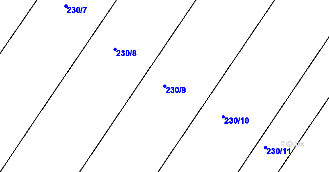 Parcela st. 230/9 v KÚ Tuchoraz, Katastrální mapa