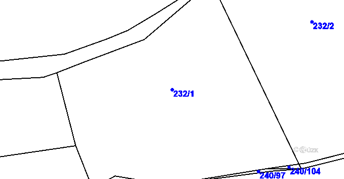 Parcela st. 232/1 v KÚ Tuchoraz, Katastrální mapa