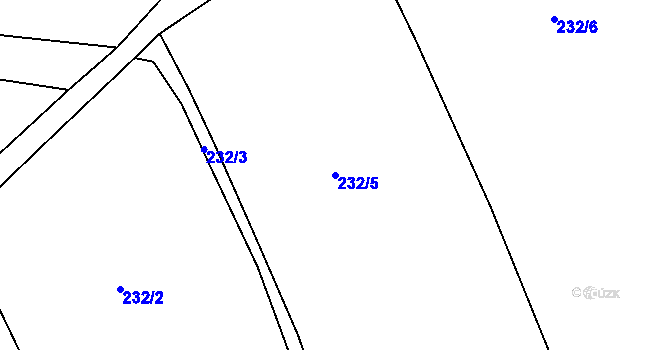 Parcela st. 232/5 v KÚ Tuchoraz, Katastrální mapa