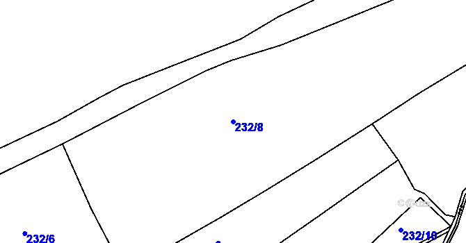 Parcela st. 232/8 v KÚ Tuchoraz, Katastrální mapa