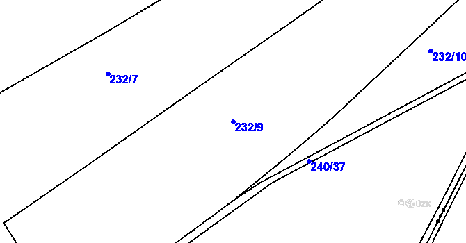 Parcela st. 232/9 v KÚ Tuchoraz, Katastrální mapa