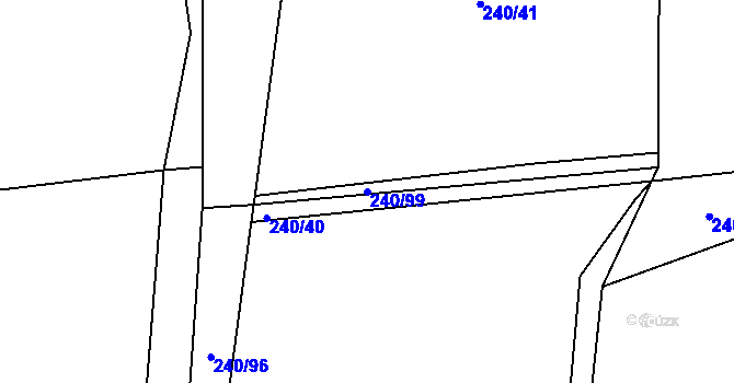 Parcela st. 240/99 v KÚ Tuchoraz, Katastrální mapa