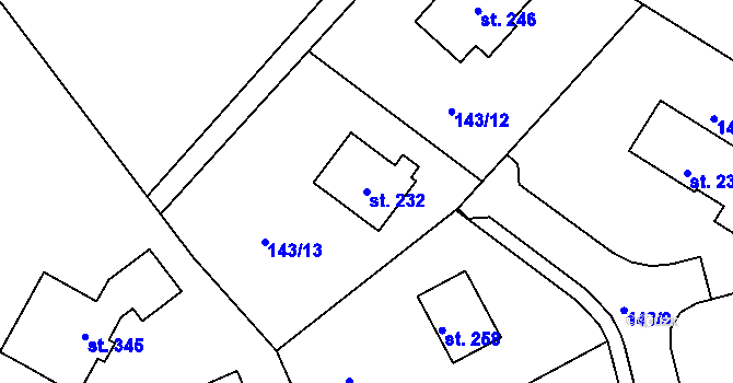 Parcela st. 232 v KÚ Tuchoraz, Katastrální mapa