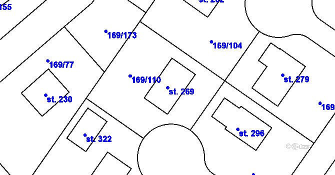 Parcela st. 269 v KÚ Tuchoraz, Katastrální mapa