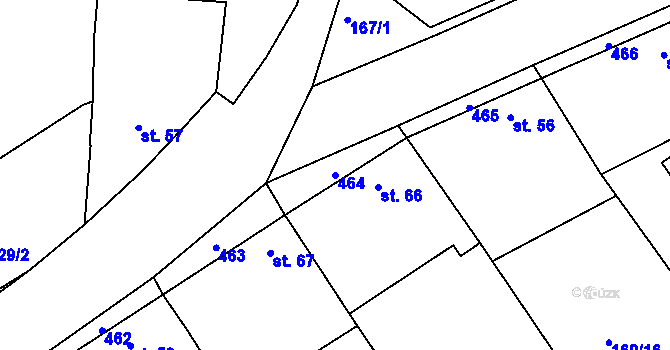 Parcela st. 464 v KÚ Tuchoraz, Katastrální mapa