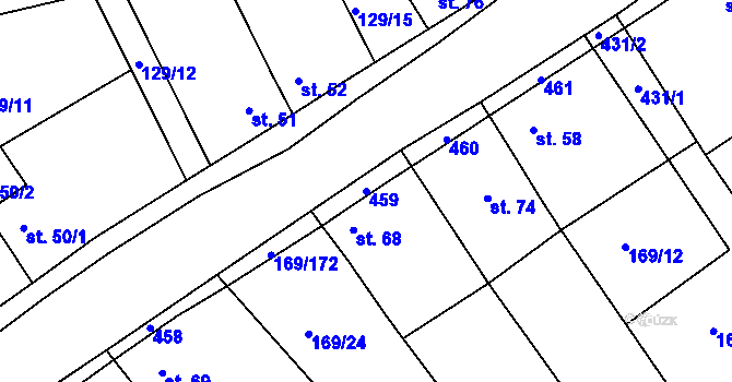 Parcela st. 459 v KÚ Tuchoraz, Katastrální mapa