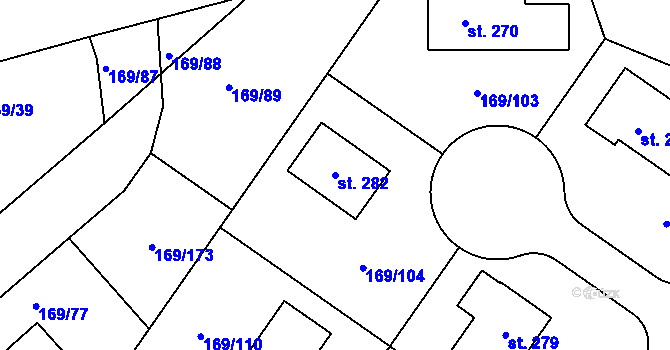Parcela st. 282 v KÚ Tuchoraz, Katastrální mapa