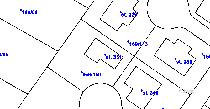 Parcela st. 331 v KÚ Tuchoraz, Katastrální mapa