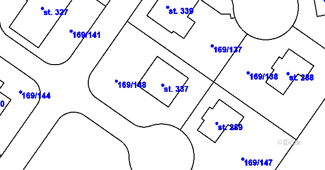 Parcela st. 337 v KÚ Tuchoraz, Katastrální mapa