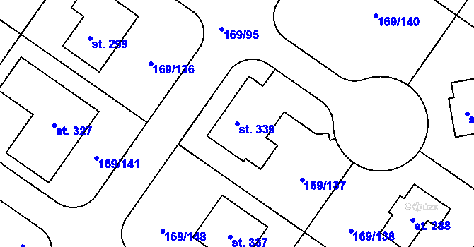 Parcela st. 339 v KÚ Tuchoraz, Katastrální mapa