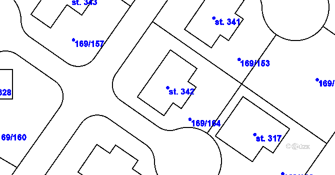 Parcela st. 342 v KÚ Tuchoraz, Katastrální mapa