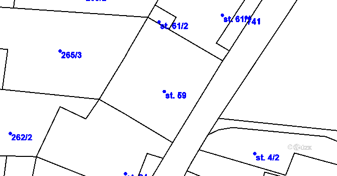 Parcela st. 59 v KÚ Třeskonice, Katastrální mapa