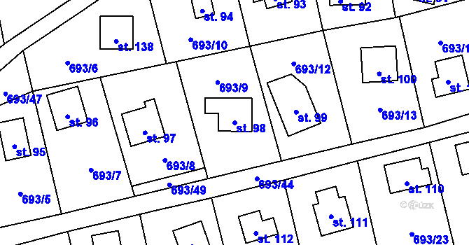 Parcela st. 98 v KÚ Třeskonice, Katastrální mapa