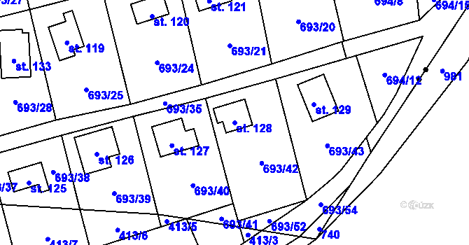 Parcela st. 128 v KÚ Třeskonice, Katastrální mapa