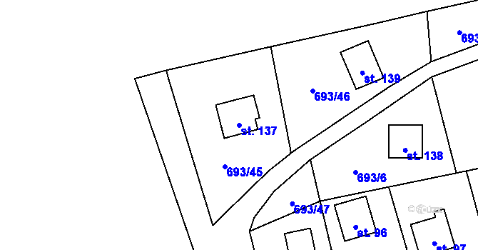Parcela st. 137 v KÚ Třeskonice, Katastrální mapa