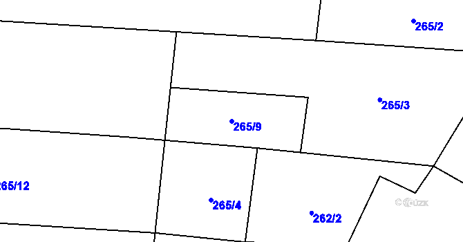 Parcela st. 265/9 v KÚ Třeskonice, Katastrální mapa