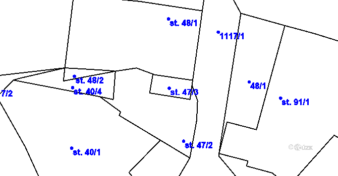 Parcela st. 47/3 v KÚ Tuchořice, Katastrální mapa