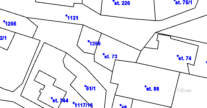Parcela st. 73 v KÚ Tuchořice, Katastrální mapa