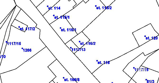 Parcela st. 116/2 v KÚ Tuchořice, Katastrální mapa