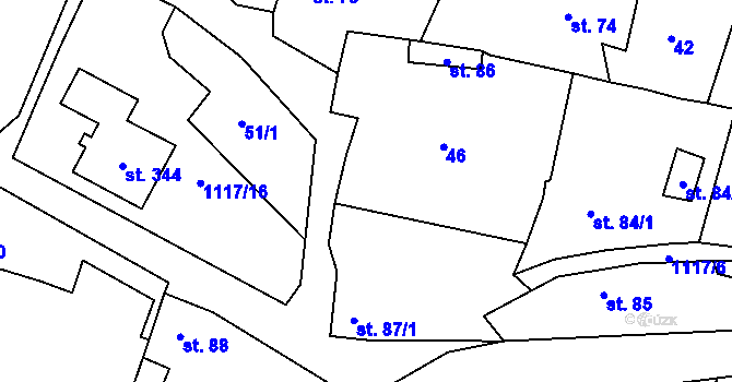 Parcela st. 46 v KÚ Tuchořice, Katastrální mapa