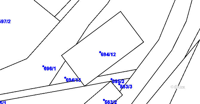 Parcela st. 694/12 v KÚ Tuchořice, Katastrální mapa