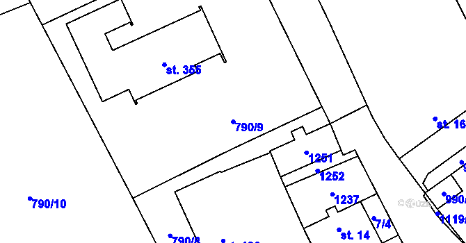Parcela st. 790/9 v KÚ Tuchořice, Katastrální mapa